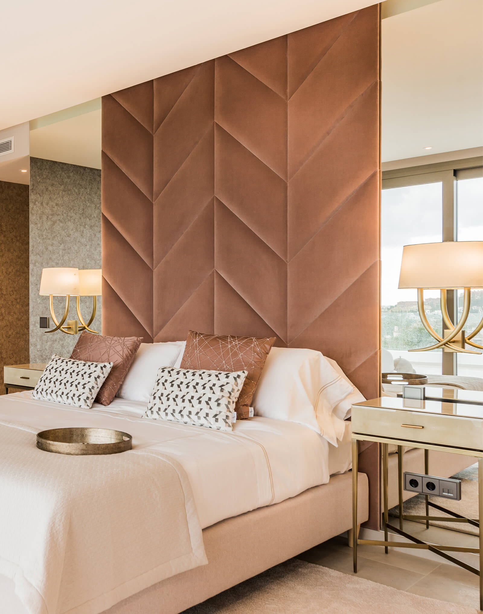 luxury penthouse show flat pink bedroom