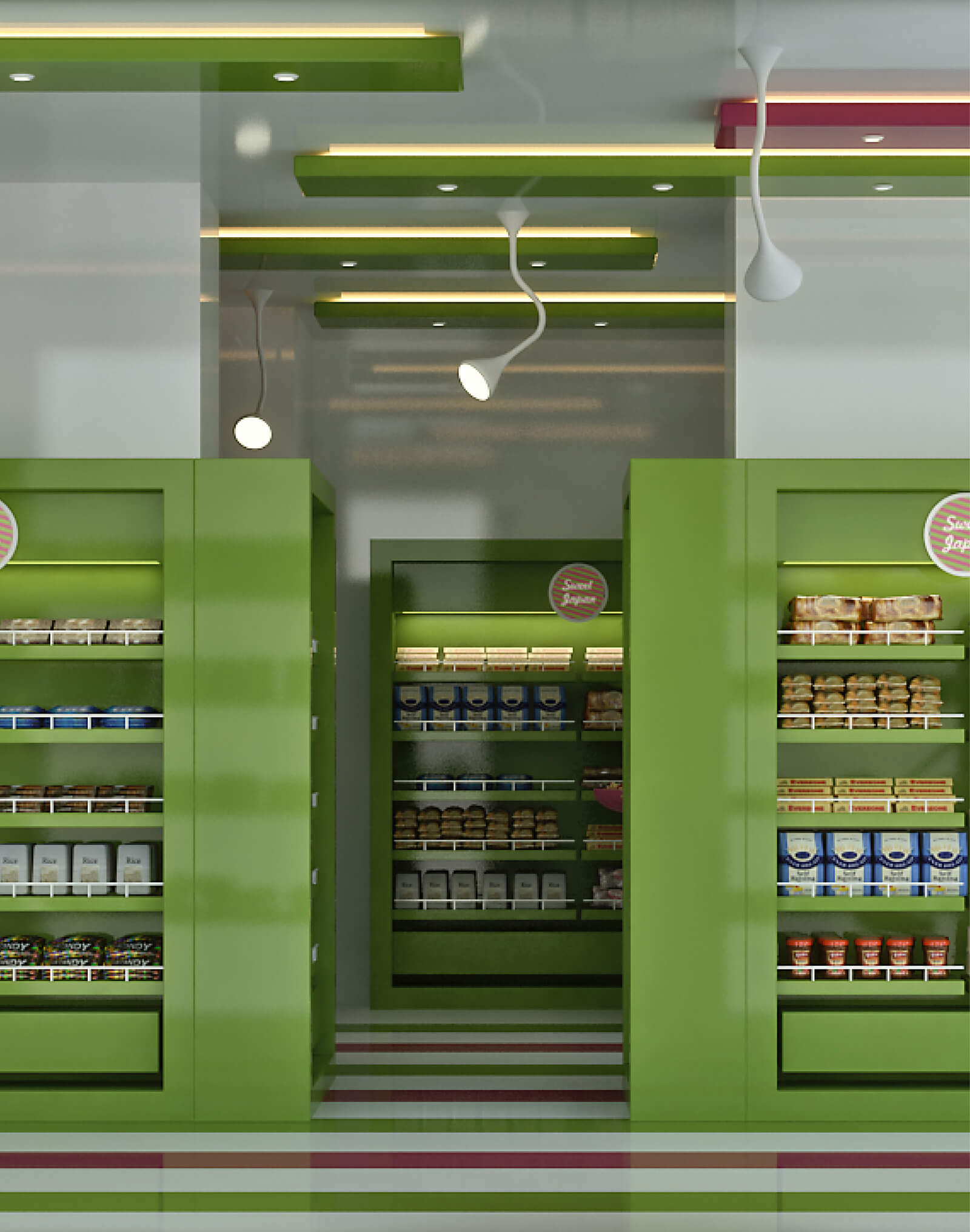 Japan Sweet Shop green shelves